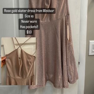 Rose gold skater mini dress
